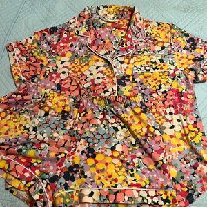 Kate Spade Abstract Floral Notch Collar Pajama Set